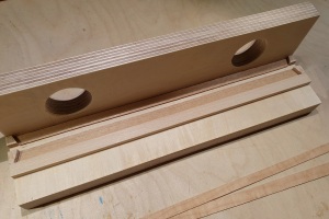 The depth setting jig with the two strips of veneer in place